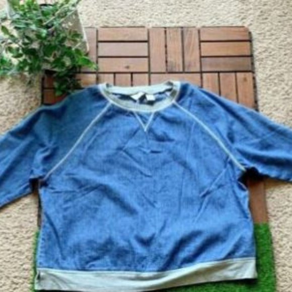 J Jill Blouse Long Sleeve Blue Denim Jeans Sz M - Picture 2 of 8